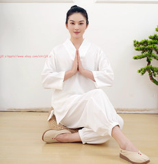 Women Men Meditation Monk uniform Chinese Style Lay Zen Kung Fu Tai Chi Suits