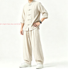 Men Tang Suit Traditional Kung Fu Tai Chi Uniform Cotton linen martial arts Suit