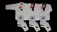 KANKU new Taekwondo Uniform 7.5Oz Adult and Kids WTF, White, black, poom