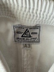 Gracie Jiu-Jitsu Authentic Gi A3 White 100% Cotton Jacket & Pants Uniform