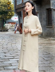 New Women Martial Arts Tai Chi Tang Suit Linen Kung Fu Tops Long Coat Retro Robe