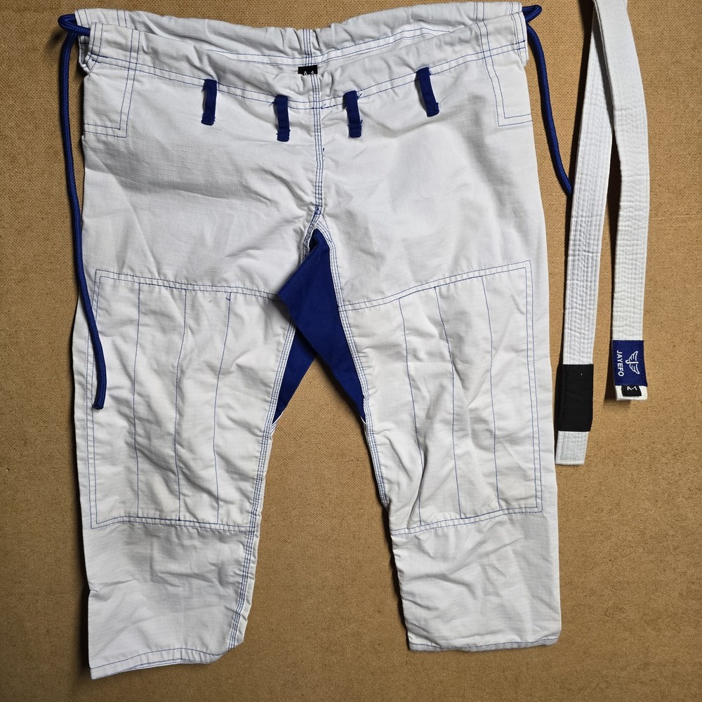 JAYEFO BRAZILIAN JIU JITSU GI PANTS With Belt White Blue A-1