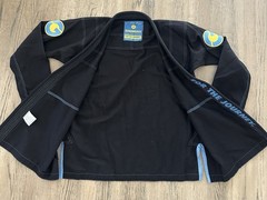 Gold BJJ Aeroweave Ultralight Gi A1 Black w/ Blue Stitching Complete BJJ Suit