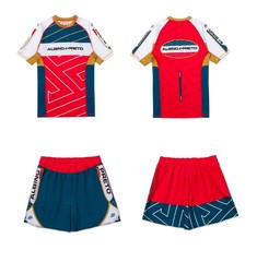 Albino and Preto BRG Comp Rash Guard SS training Short (SET) No Gi Competitor