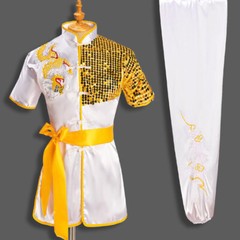 A Set Martial Arts Tai Chi Uniform Kung Fu Wushu Suit Sequins Dragon Embroidery