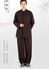 Unisex Shaolin Buddhist Monk Meditation Kung Fu Uniform Cotton Buckle Suit Sets