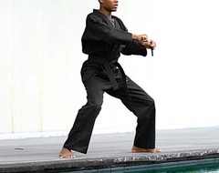 Thapur Sports Elite Lightweight Karate/Taekwondo Uniform Gi Pants, White/Black