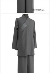 Buddhist Shaolin Monk Robe Full Set Linen Kung Fu Suit Meditation Uniforms Cloth