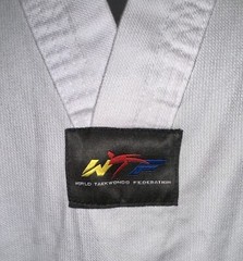 White UC MERCED Bobcats Tan Keon Do Martial Arts ADIDAS Gi Shirt Size 3 170 Cm