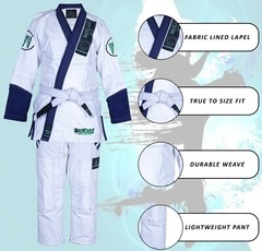 Brazilian Jiu Jitsu Gi White/Navy Blue Lightweight Pro BJJ Gi