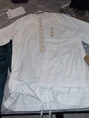 cream Martial Arts Gi Uniform Set Top & Pants Gold Trim Adult men One Size