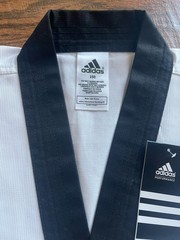 Adidas Size 150 cm White Color Black Collar Dobok Taekwondo Top WTF ORIGINAL