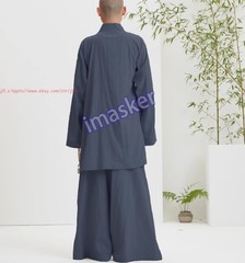 Buddhist Shaolin Monk Robe Full Set Cotton Thin Kung Fu Suit Meditation Uniforms