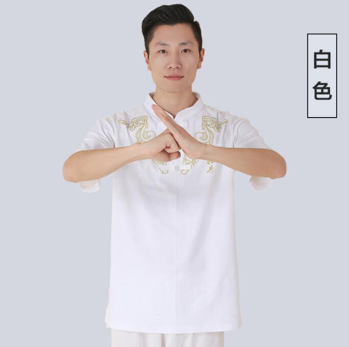 New Chinese Cotton Tai Chi Tops Kung Fu Wushu Martial Arts T-shirt Unisex Summer