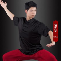 Silk Chinese Kung Fu Tai Chi Uniform T-Shirt Pants Outfit Martial Art Wushu Suit