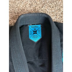 Sanabul Blu Neo Kids BJJ Gi Kimono Top Black Turquoise Blue Size K4