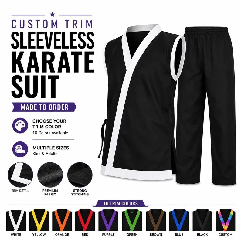 Custom Sleeveless Karate Uniform | Custom Trim Karate Gi | Martial Arts Training