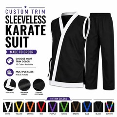 Custom Sleeveless Karate Uniform | Custom Trim Karate Gi | Martial Arts Training