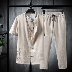 Men’s Tang suit Traditional Chinese Shirt +Pants Tang Suit Coat Kung Fu Tai Chi