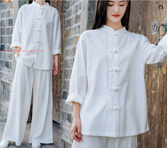 Women Cotton line Tai Chi Suit Kung Fu Uniform Morning Exercise martial arts Set