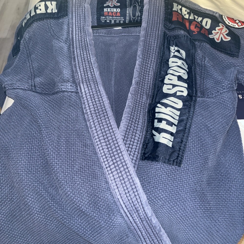 Keiko Raca Adult Top 2 Medium Jiu Jitsu Blye Patches Karate VTG Uniform