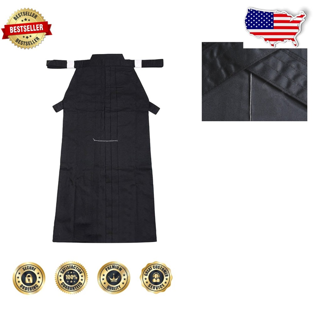 Mens Black Cotton Hakama Martial Arts Kendo Aikido Lightweight