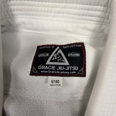 Gracie Jacket Mens Jiu-Jitsu BJJ Gi 5/180 White Official Kimono Top w/Pants Belt