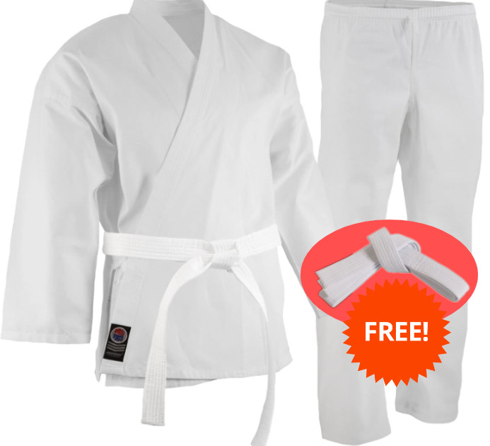 Karate Gi Uniform Teens & Adults Karate Gi Light Weight & breathable + FREE BELT
