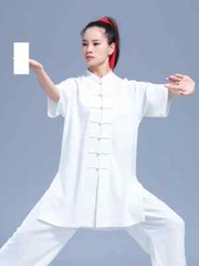 Summer Kung Fu Shirts Wing Chun Sport Tops Martial Arts Taichi Uniform White
