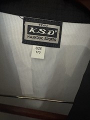 KSD Hankook Sports Taekwondo Uniform Top Dobok Size 170 White Black V Neck KTA