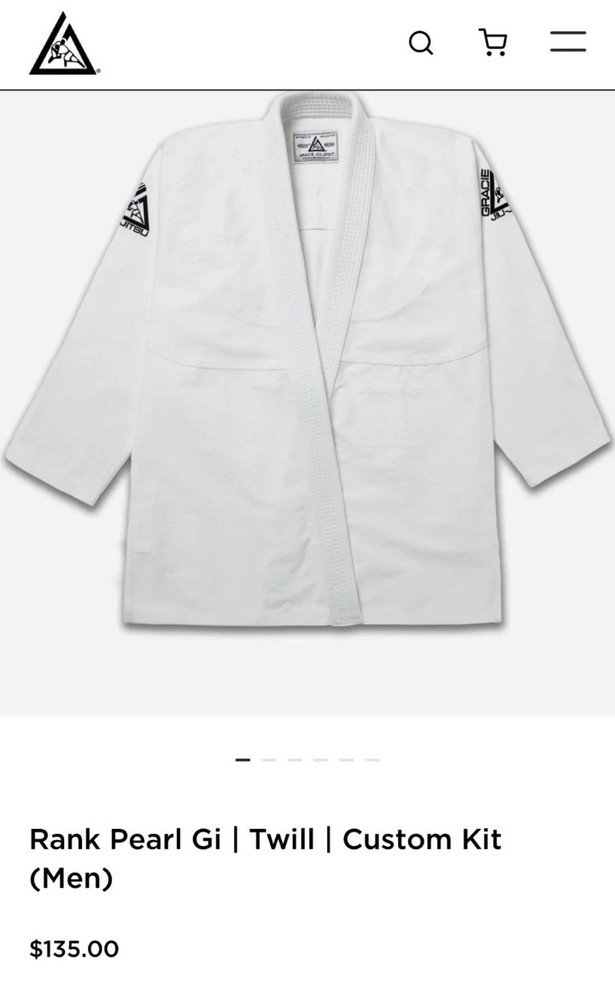 Gracie Jiu-Jitsu Rank Pearl Gi Twill Custom Kit A0 White Men’s Jiu-Jitsu Uniform