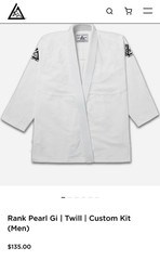 Gracie Jiu-Jitsu Rank Pearl Gi Twill Custom Kit A0 White Men’s Jiu-Jitsu Uniform