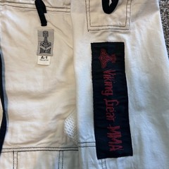 VIKING GEAR MMA BJJ Gi Pants White Black Stitch Jiu Jitsu Martial Arts Size A1