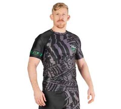 Fuji High Impact MMA BJJ Jiu Jitsu Short Sleeve SS Rashguard – Black/Green