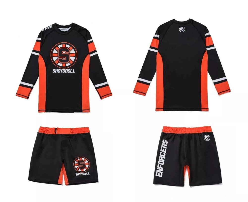 Enforcers Shoyoroll Batch #131 Training Rash Guard LS Bjj No Gi Short Set Kimono