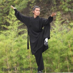 Taoist Shaolin Monk Kung Fu Linen Robe Tai Chi Uniform Wushu Sets Martial Arts