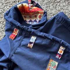 Flow Jiu-Jitsu Gi Blue with Multicolor Accents Orange Red White