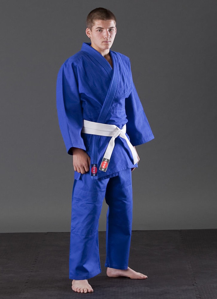 KANKU Judo Uniform, Heavy duty double Weave 900 gram White and Blue Gi, Uniform
