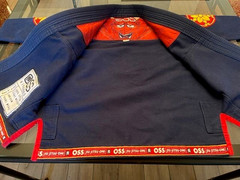OSS- OSHINOBU-JIU JITSO ONI * SIZE M 1 – Embroidered in Navy, Yellow Gold & Red!