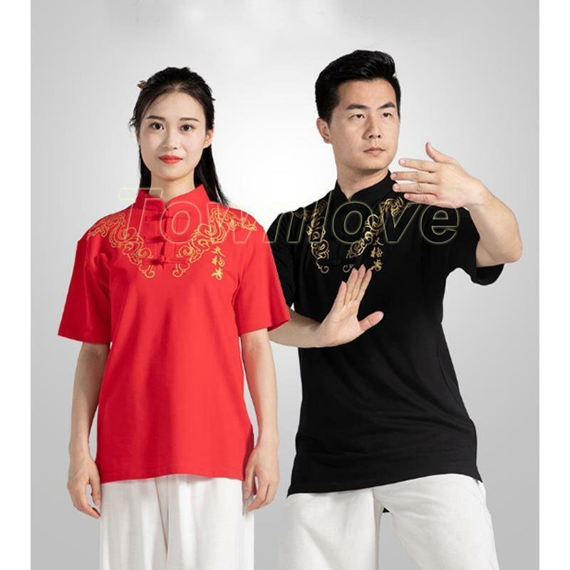 Chinese Cotton Tai Chi Clothing Kung Fu Wushu Martial Arts T-shirt Unisex Summer