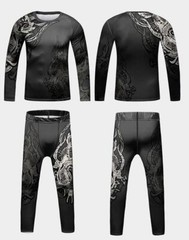 Kids Brazilian Jiu-Jitsu BJJ MMA Rashguard Shorts Set Anime Fighter DBZ Dragon