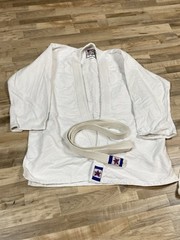Martial arts Judo Star uniform youth size 5 heavy white cotton jacket pants belt