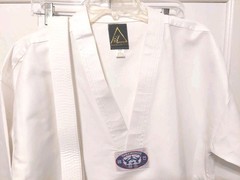 New MTI Adult Small Size 3 Martial Arts White Uniform Top, Bottom, Belt