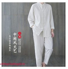 New Women’s Tai Chi Yoga Outfits Set Top+Pants Martial Arts Kung Fu Linen Suit