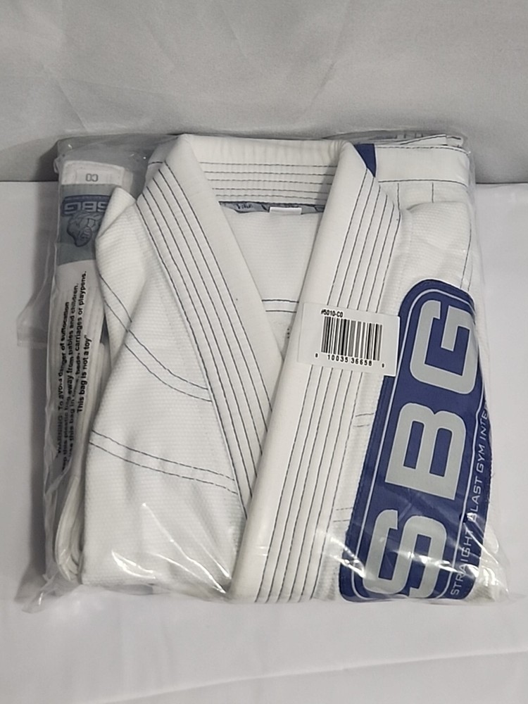 NEW SBG Gi Youth Child White Straight Blast Gym Jiujitsu Gym C0