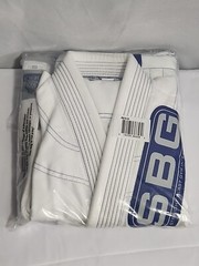 NEW SBG Gi Youth Child White Straight Blast Gym Jiujitsu Gym C0