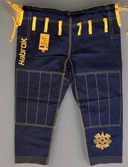 Habrok BJJ Gi Pants Navy Yellow Jiu Jitsu Training MMA Adult F1 Female Petite