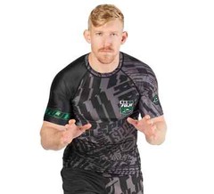 Fuji High Impact MMA BJJ Jiu Jitsu Short Sleeve SS Rashguard – Black/Green