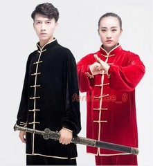 2PC Suit Men’s Velvet Coat Pants Tai Chi Thicken Comfort Classic Stand Collar SZ
