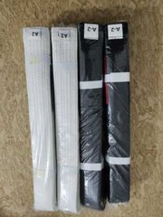 Pearl weave white brazilian jiu jitsu belts 100% cotton set of 2 belts size A2